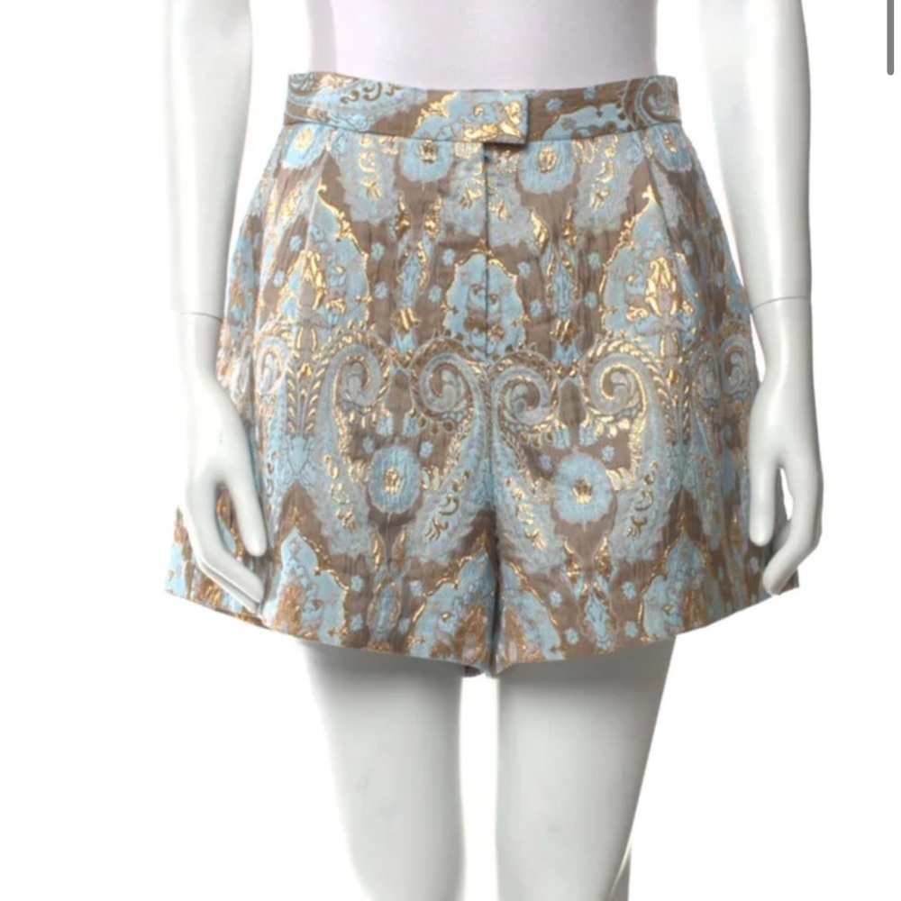Sandro High Waist Blue and Gold Shorts